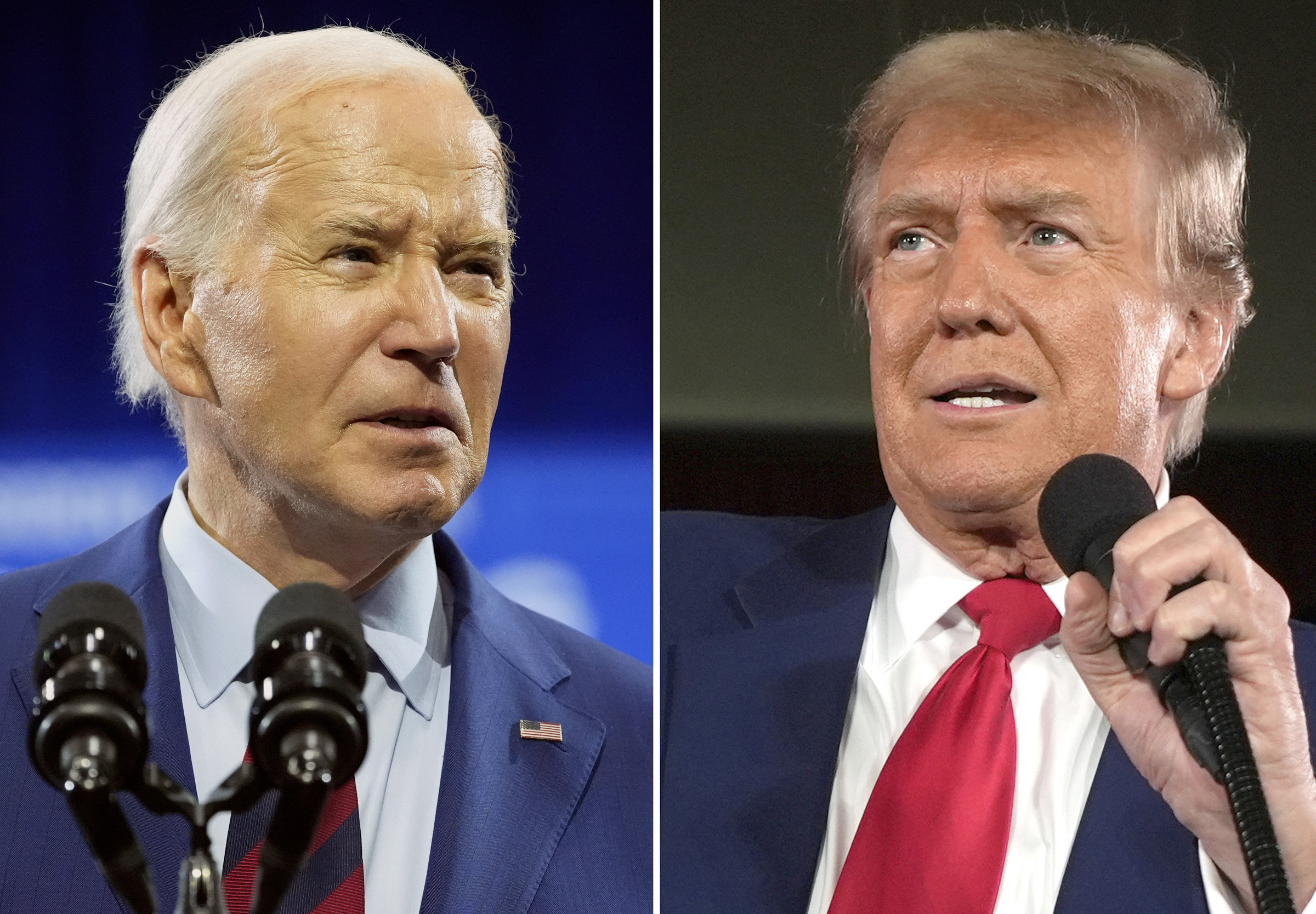 Tổng thống Mỹ Joe Biden (trái) và cựu tổng thống Donald Trump. Ảnh: AP