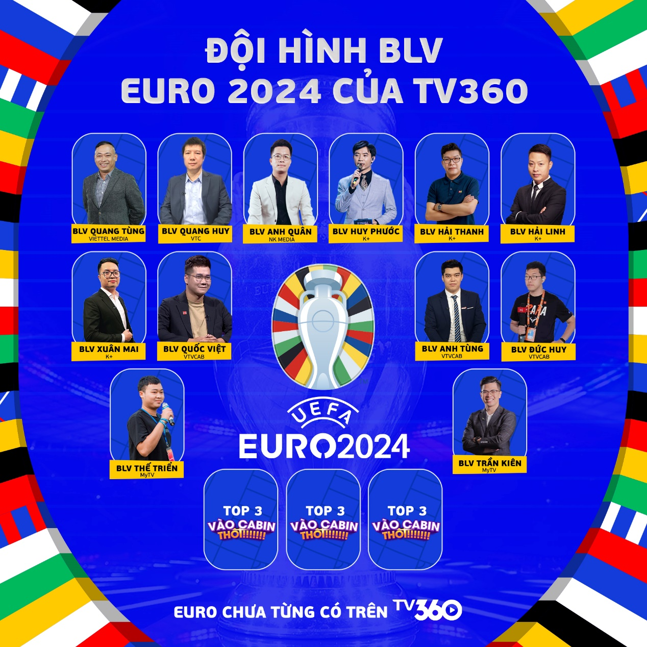 Các BLV Euro 2024 trên TV360. Ảnh: TV360