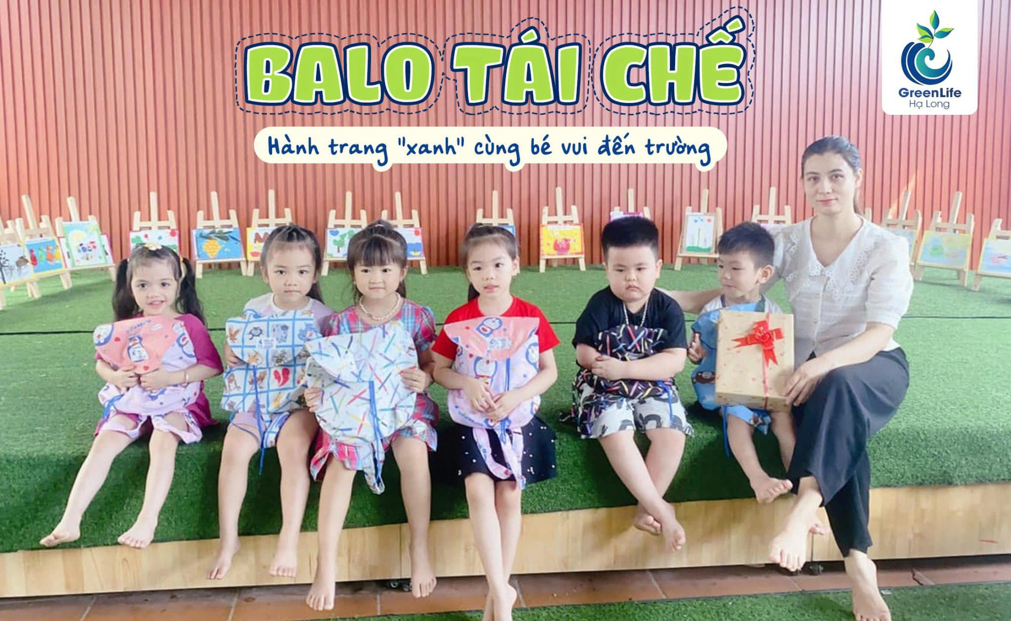 Cuộc thi Tái tạo xanh: Hợp tác xã biến rác thành sản phẩm du lịch- Ảnh 3. Balo tái chế cho các em học sinh
