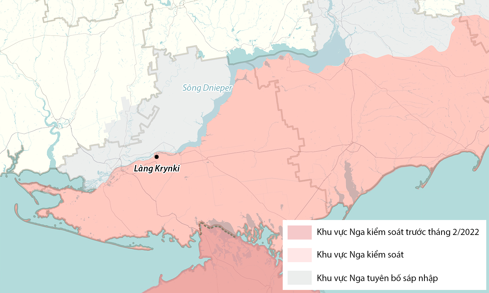 Vị trí làng Krynki thuộc tỉnh Kherson. Đồ họa:RYV