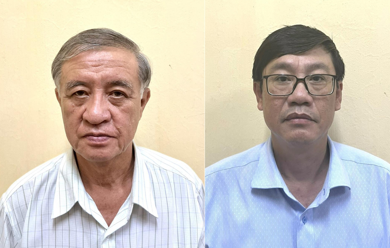 Ông Nguyễn Ngọc (trái) và Lê Quang Vinh. Ảnh: Bộ Công an