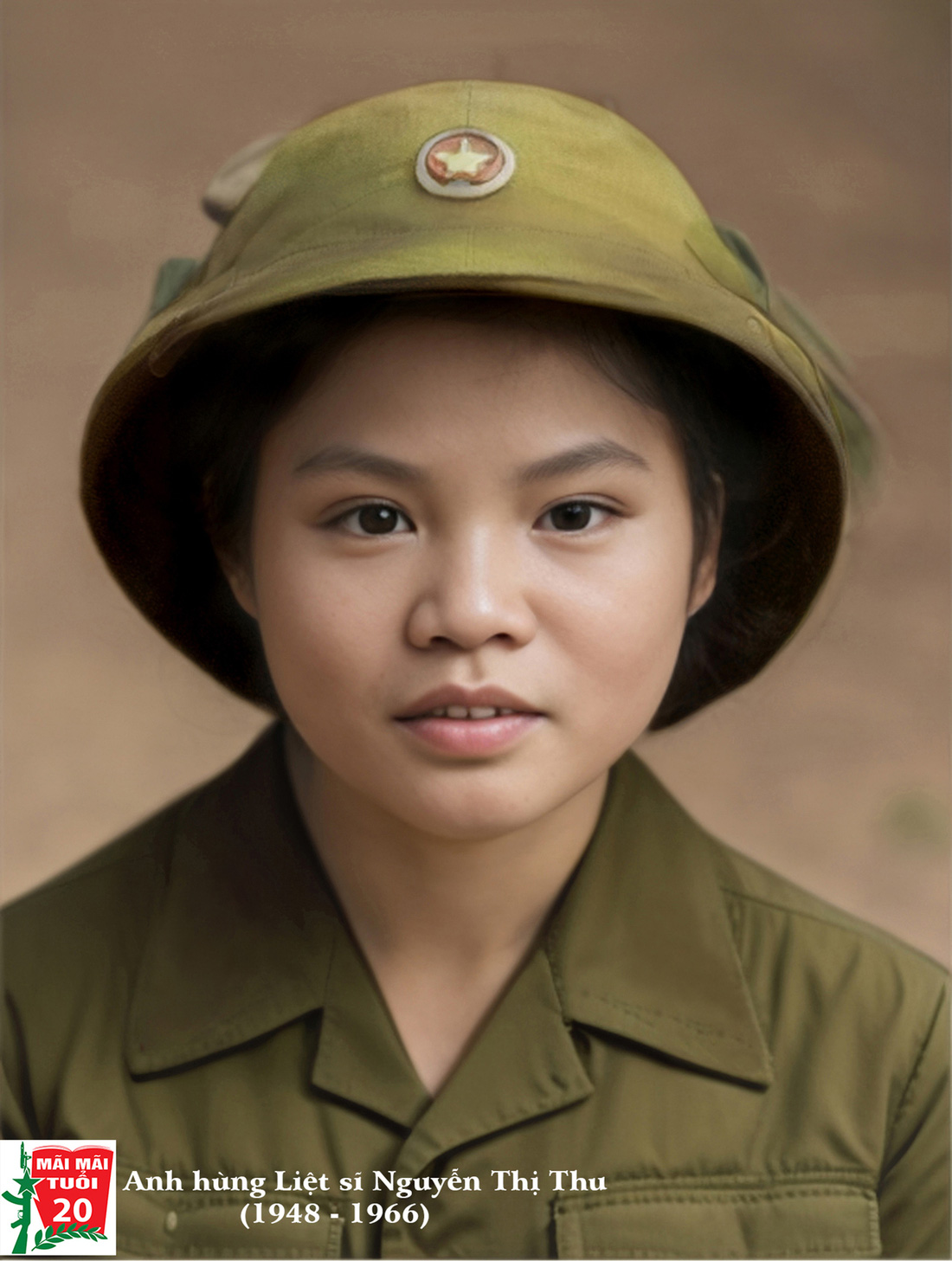 Nguyễn Thị Thu (1948 - 1966) hy sinh cùng ngày với em gái Nguyễn Thị Thi, được phục dựng ảnh màu Chị Nguyễn Thị Thu (1948 - 1966) hy sinh cùng ngày với em gái Nguyễn Thị Thi, được phục dựng ảnh màu