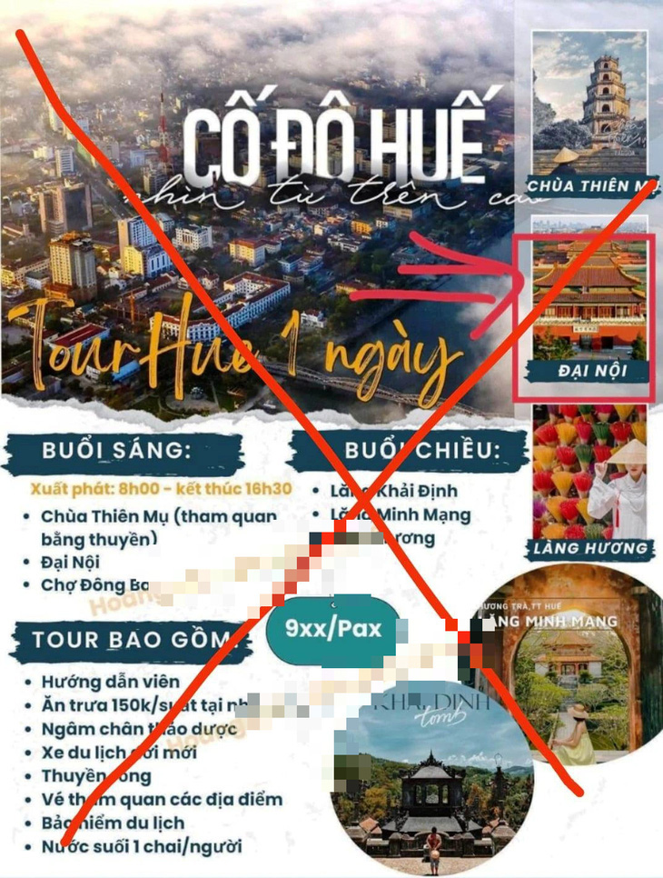 Ảnh Tử Cấm Thành nhưng ghi Đại Nội Huế: Xin chỉ viết và nói điều mình biết chắc- Ảnh 1. Bức ảnh quảng cáo tour du lịch của một công ty ở Huế đăng ảnh Tử Cấm Thành Trung Quốc nhưng chú thích là Đại Nội Huế - Ảnh chụp màn hình