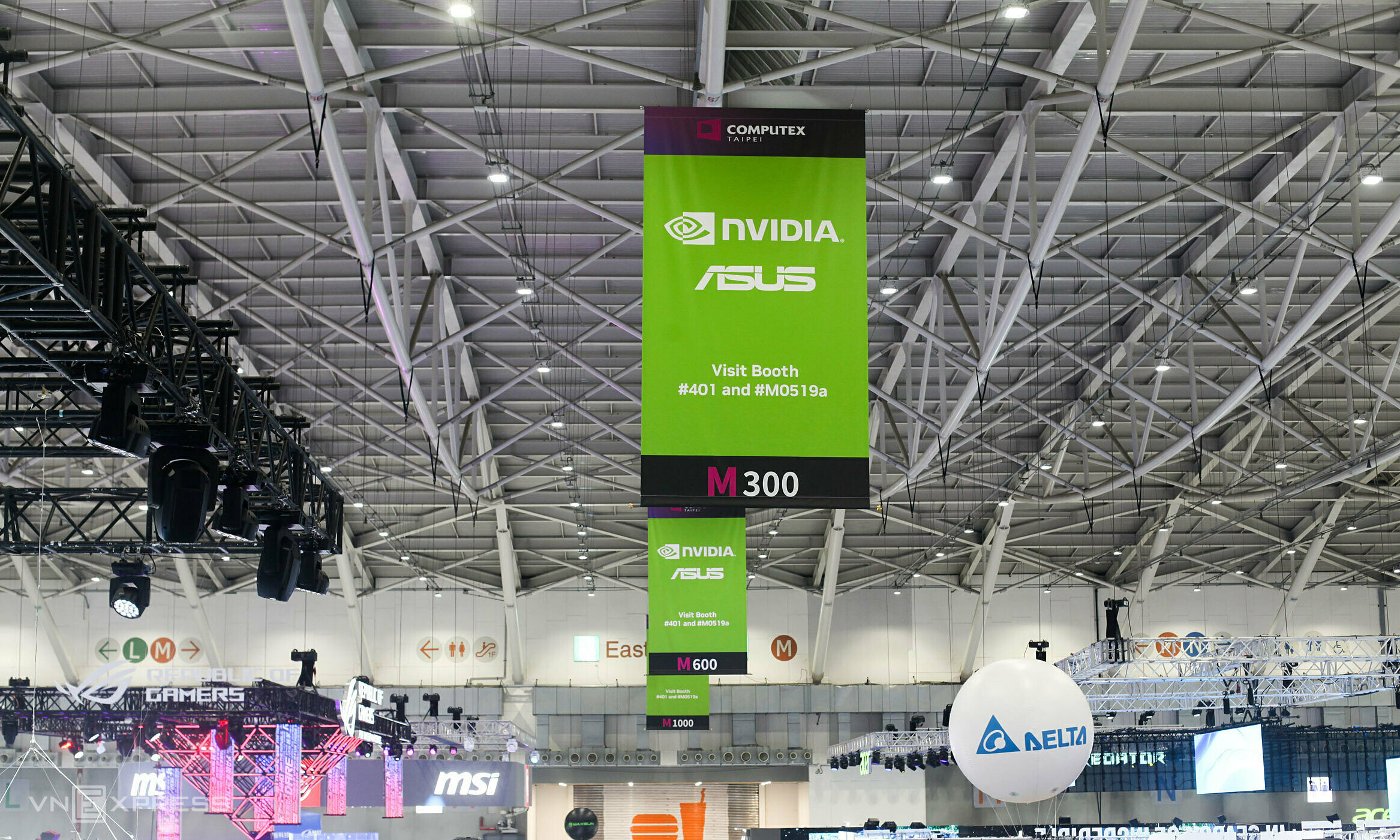 Logo Nvidia và Asus tại Triểm lãm Computex 2024 diễn ra ở Đài Loan, hồi tháng 6/2024. Ảnh: Khương Nha