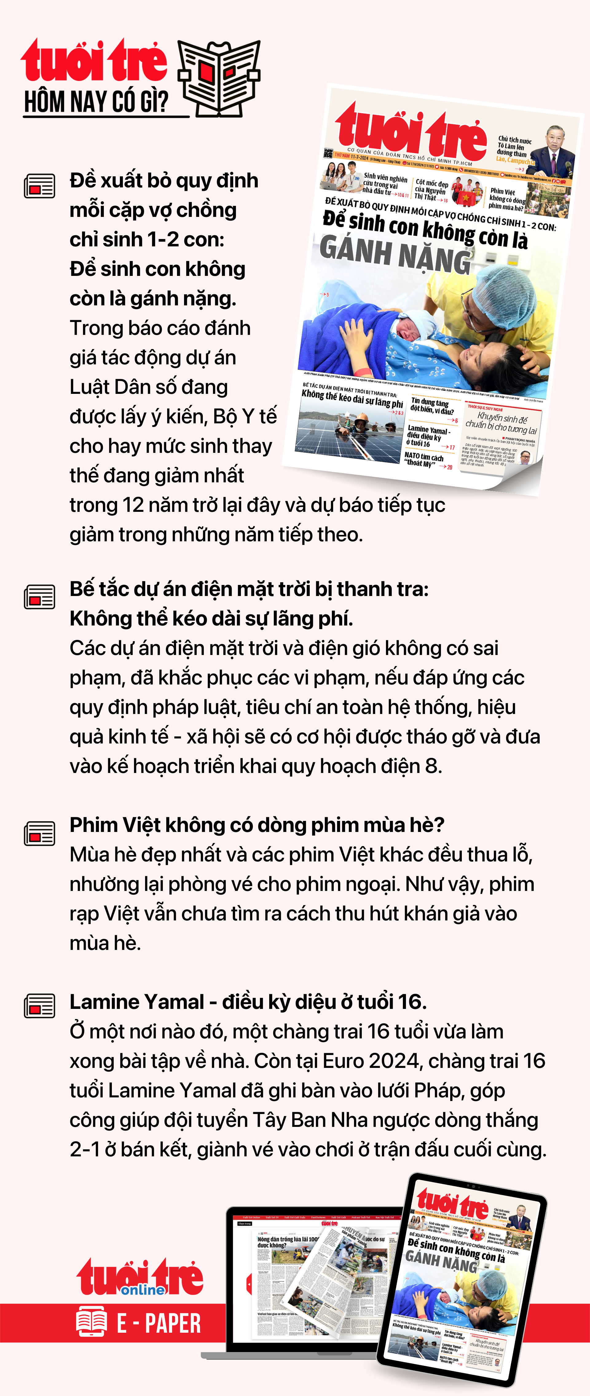 Tin tức chính trên Tuổi Trẻ nhật báo hôm nay 5-7. Để đọc Tuổi Trẻ báo in phiên bản E-paper, mời bạn đăng ký Tuổi Trẻ Sao TẠI ĐÂY Tin tức chính trên Tuổi Trẻ nhật báo hôm nay 11-7. Để đọc Tuổi Trẻ báo in phiên bản E-paper, mời bạn đăng ký Tuổi Trẻ Sao TẠI ĐÂY