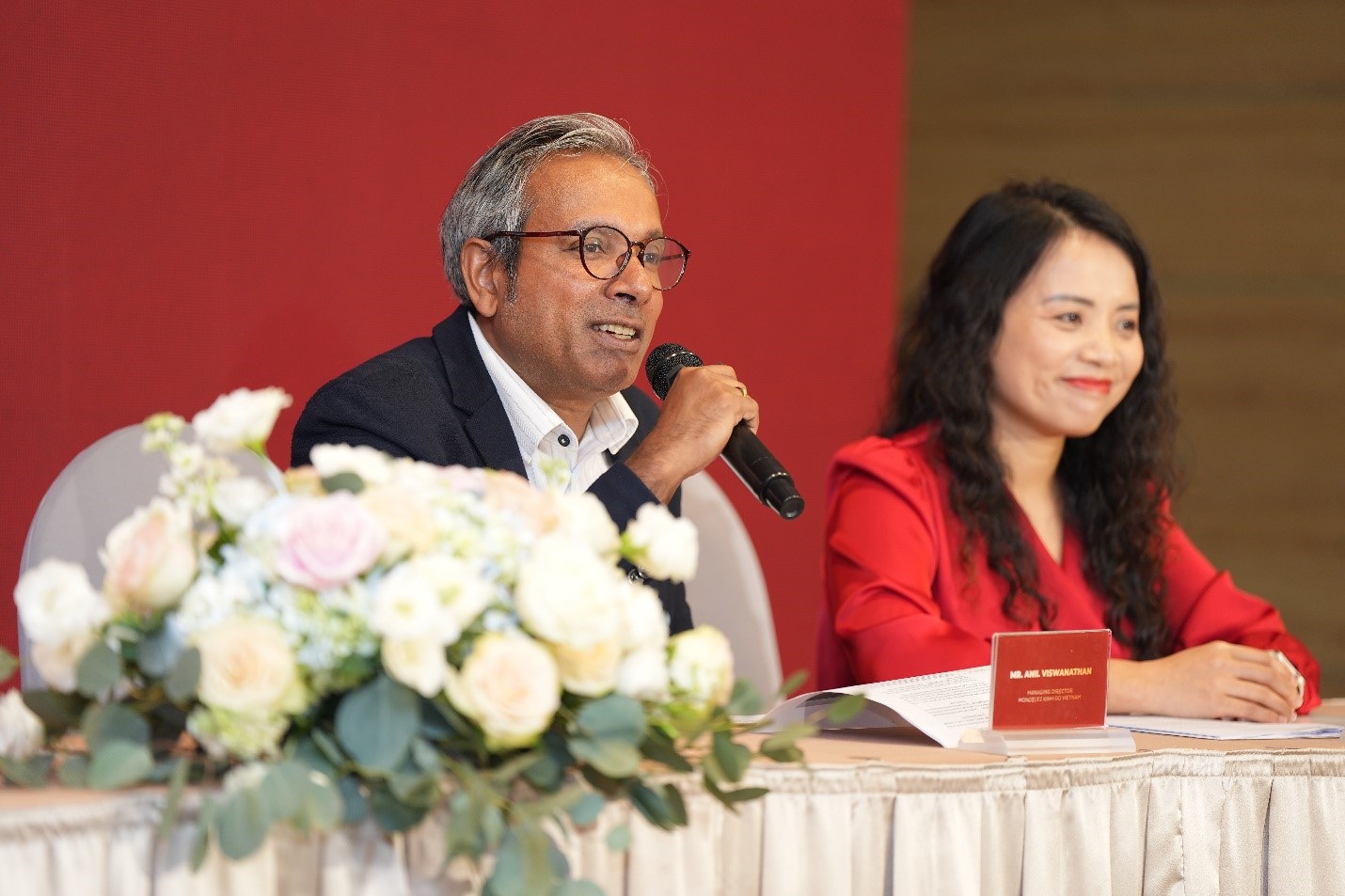 Ông Anil Viswanathan, Giám đốc điều hành Mondelez Kinh Đô Việt Nam phát biểu tại buổi lễ. Ảnh: Thư Dương