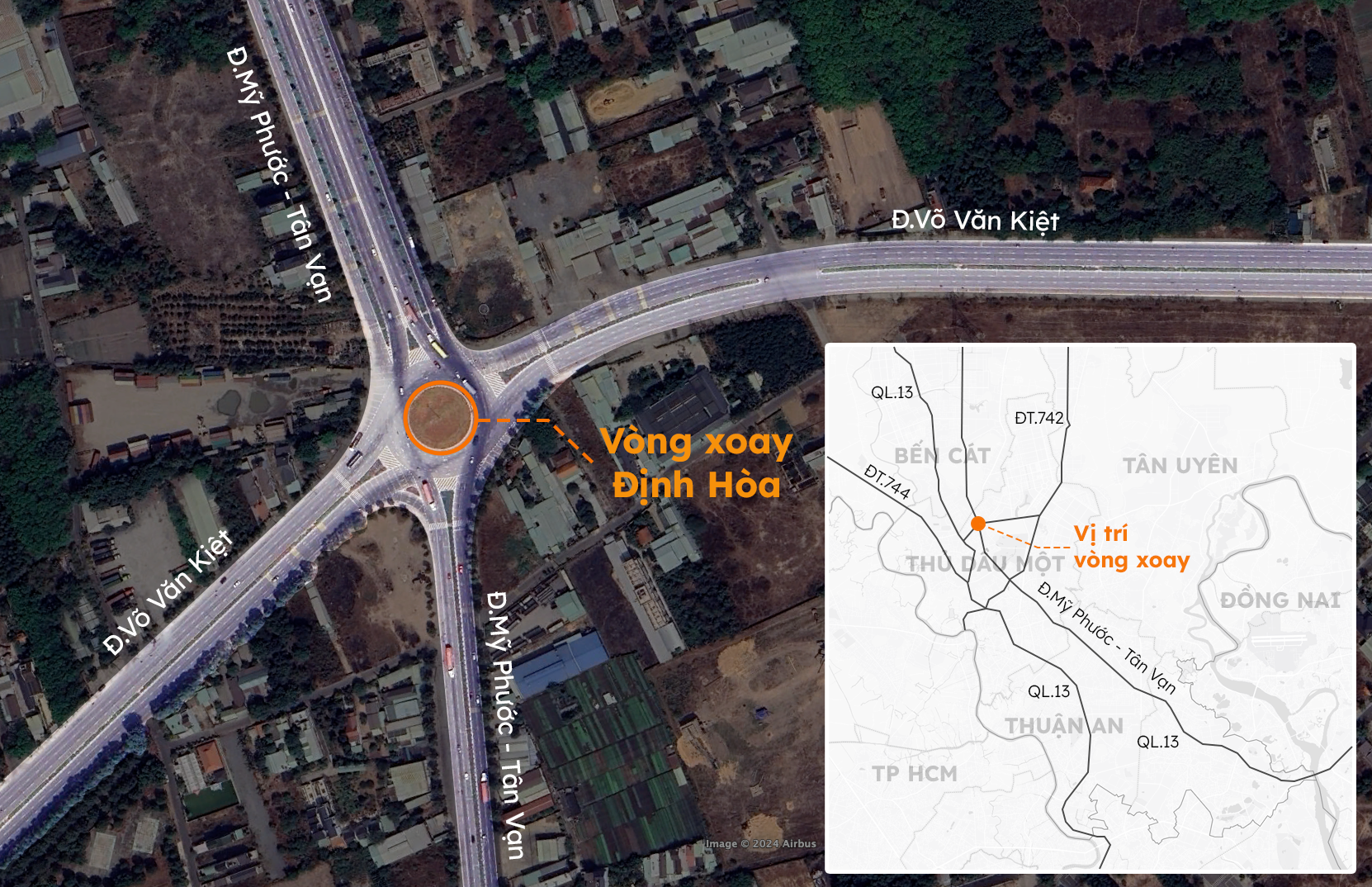 Vị trí vong xoay Định Hoà sắp được cải tạo. Đồ hoạ: Khánh Hoàng