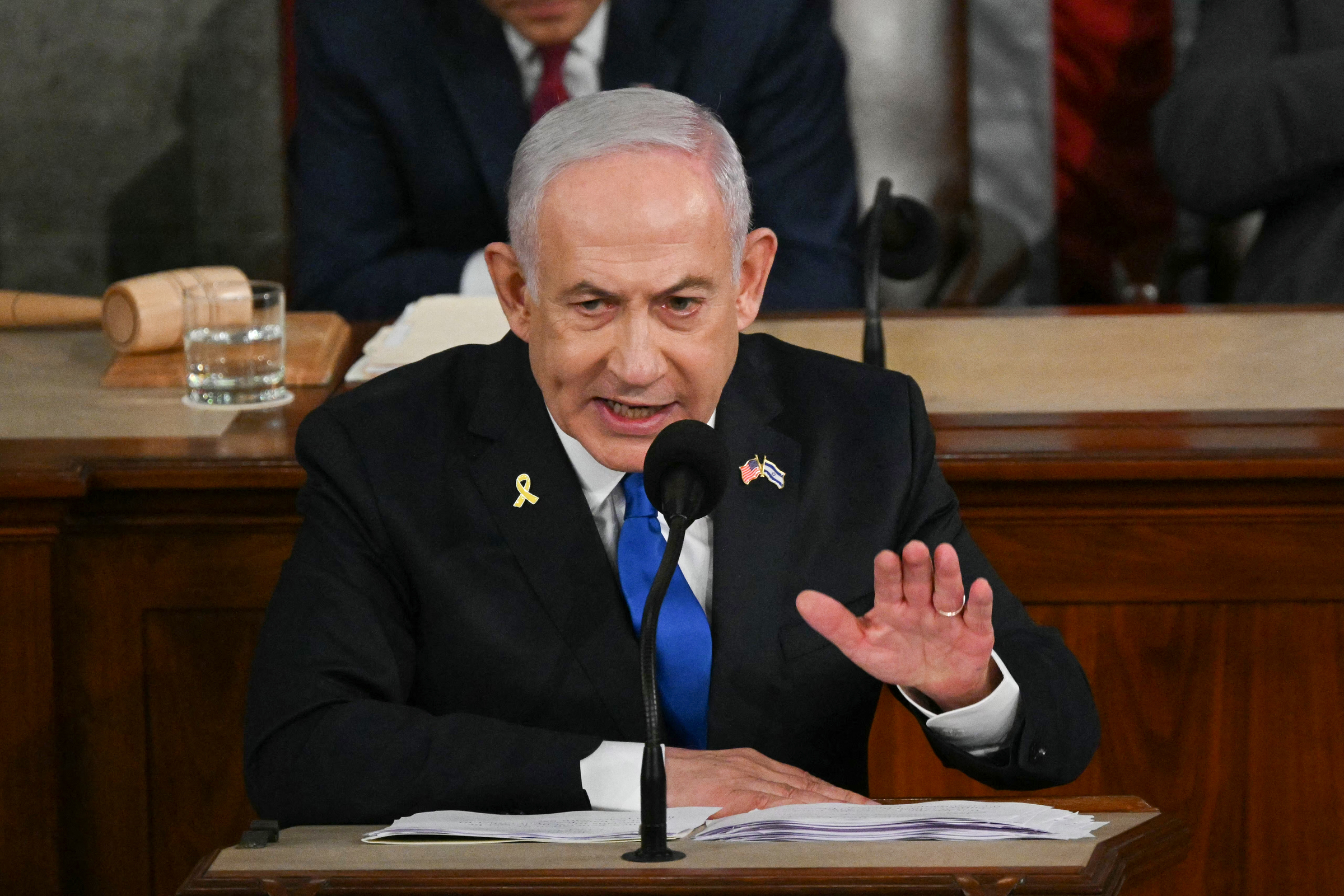 Thủ tướng Israel Benjamin Netanyahu phát biểu tại quốc hội Mỹ ngày 24/7. Ảnh: AFP