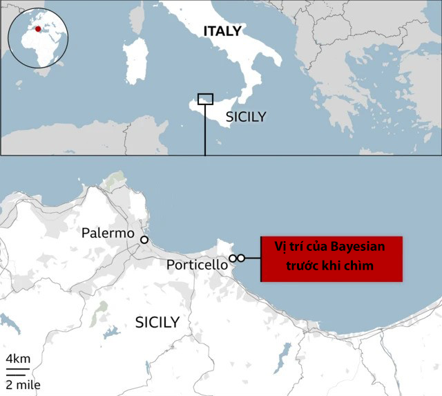 Vị trí Porticello. Đồ họa: BBC