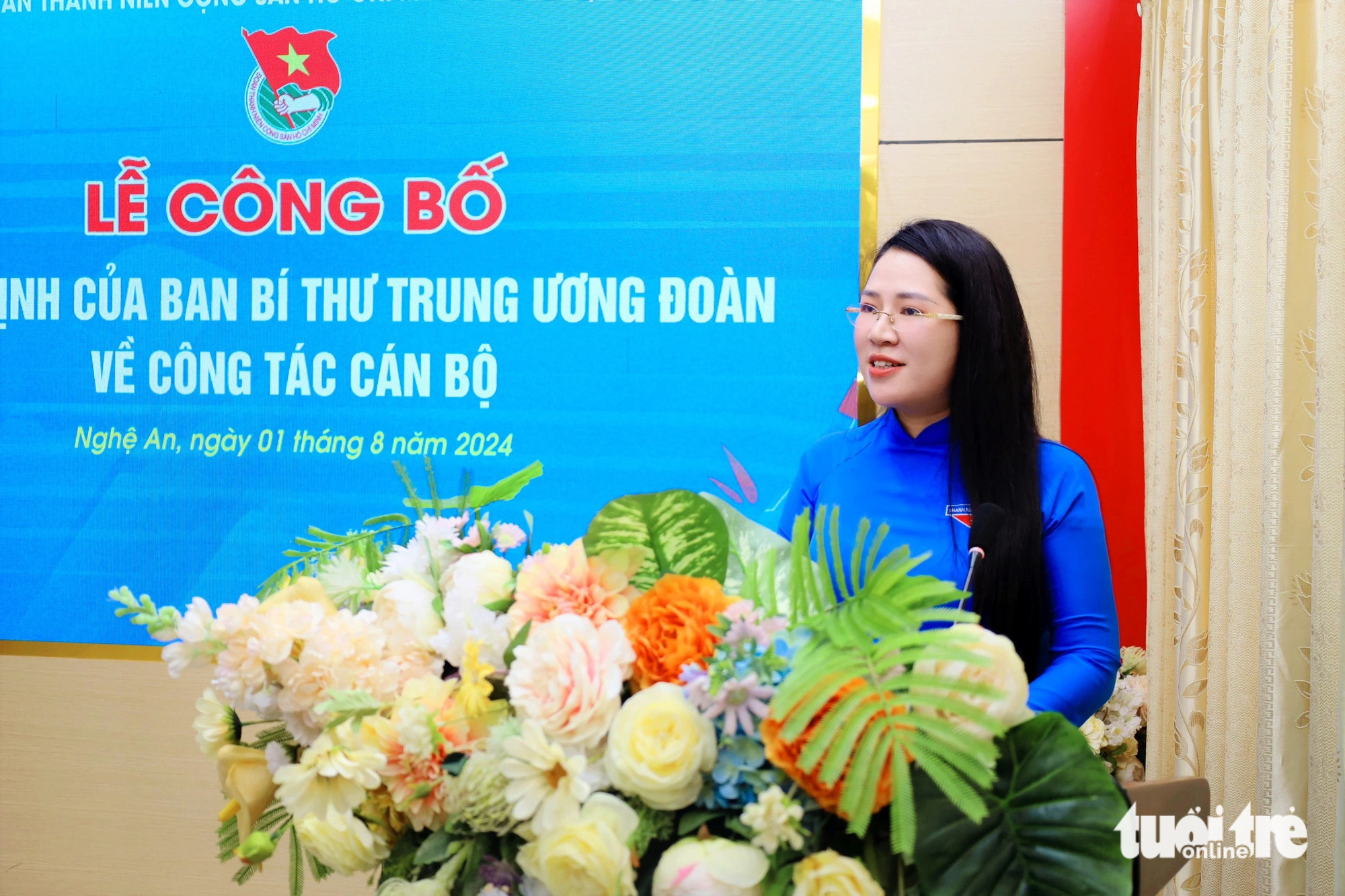 Chị Nguyễn Thị Phương Thúy làm bí thư Tỉnh Đoàn Nghệ An- Ảnh 3. Chị Nguyễn Thị Phương Thúy - bí thư Tỉnh Đoàn Nghệ An - phát biểu nhận nhiệm vụ - Ảnh: DOÃN HÒA