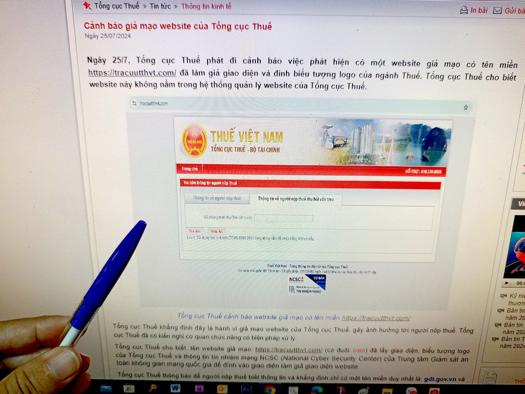Gọi điện hỗ trợ xác thực sinh trắc học: Bẫy lừa đảo ngày càng tinh vi- Ảnh 4. Tổng cục Thuế đã đưa ra những cảnh báo về website giả mạo gây ảnh hưởng đến người nộp thuế - Ảnh: T.ĐẠM