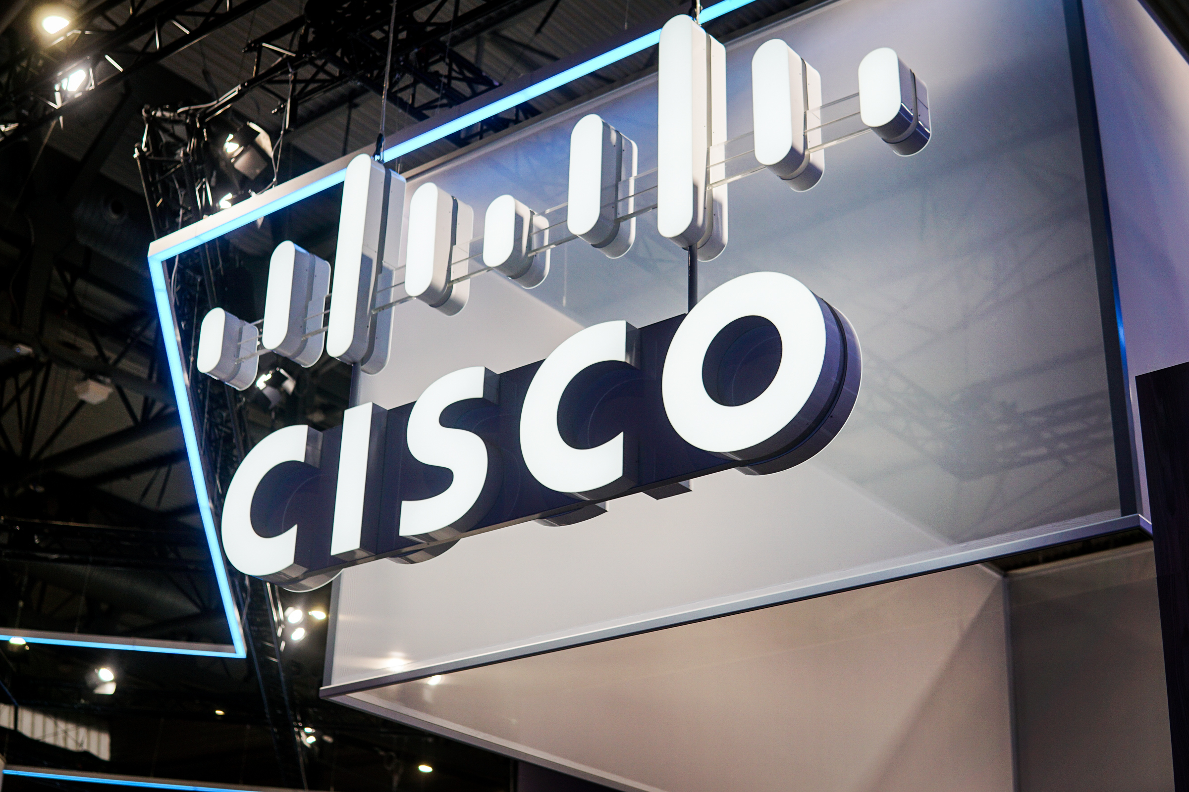 Logo Cisco tại triển lãm MWC, tháng 2/2023. Ảnh: Lưu Quý