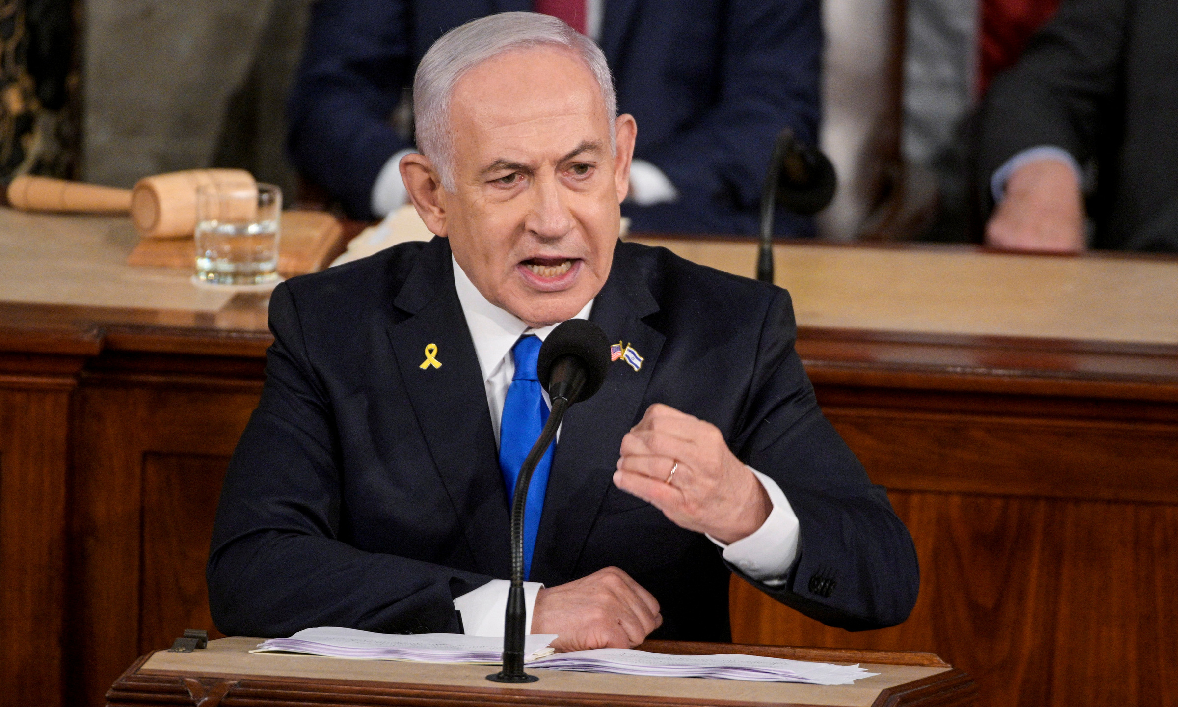 Thủ tướng Netanyahu phát biểu trước quốc hội Mỹ tại thủ đô Washington hôm 24/7. Ảnh: Reuters