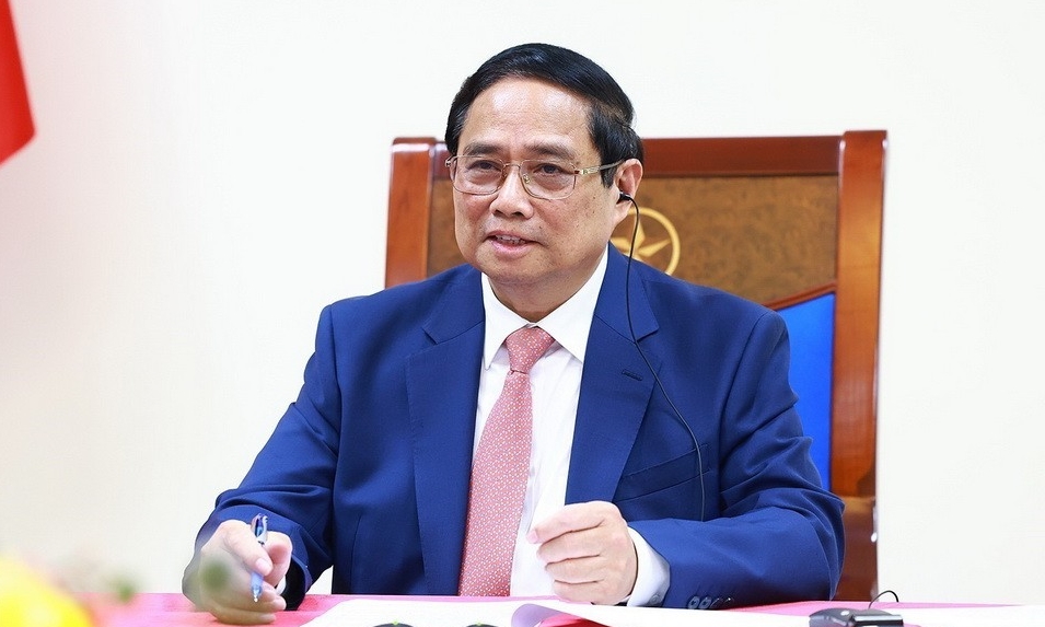 Thủ tướng Phạm Minh Chính điện đàm với Thủ tướng Thái Lan Paetongtarn Shinawatra ngày 29/8. Ảnh: TTXVN