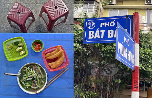 Trái: Góc nhìn điển hình của một quán phở ở Hà Nội. Ở trung tâm Hà Nội, tên các quán phở nổi tiếng cũng trùng với tên đường - Ảnh: Park Jeong Bae Ảnh trái: Góc nhìn điển hình của một quán phở ở Hà Nội. Ảnh phải: Ở trung tâm Hà Nội, tên các quán phở nổi tiếng cũng trùng với tên đường - Ảnh: Park Jeong Bae