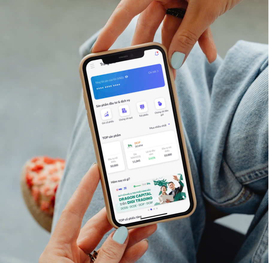 Các sản phẩm của Dragon Capital tích hợp trên app MBBank. Ảnh: DC