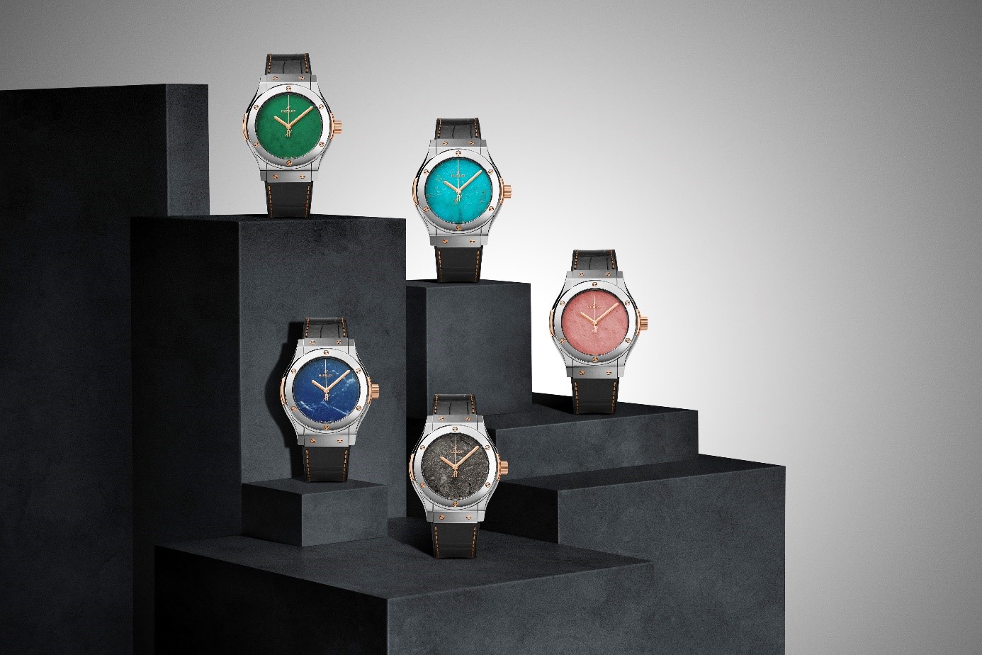 5 mẫu đồng hồ trong bộ sưu tập Classic Fusion Elements II. Ảnh: Hublot