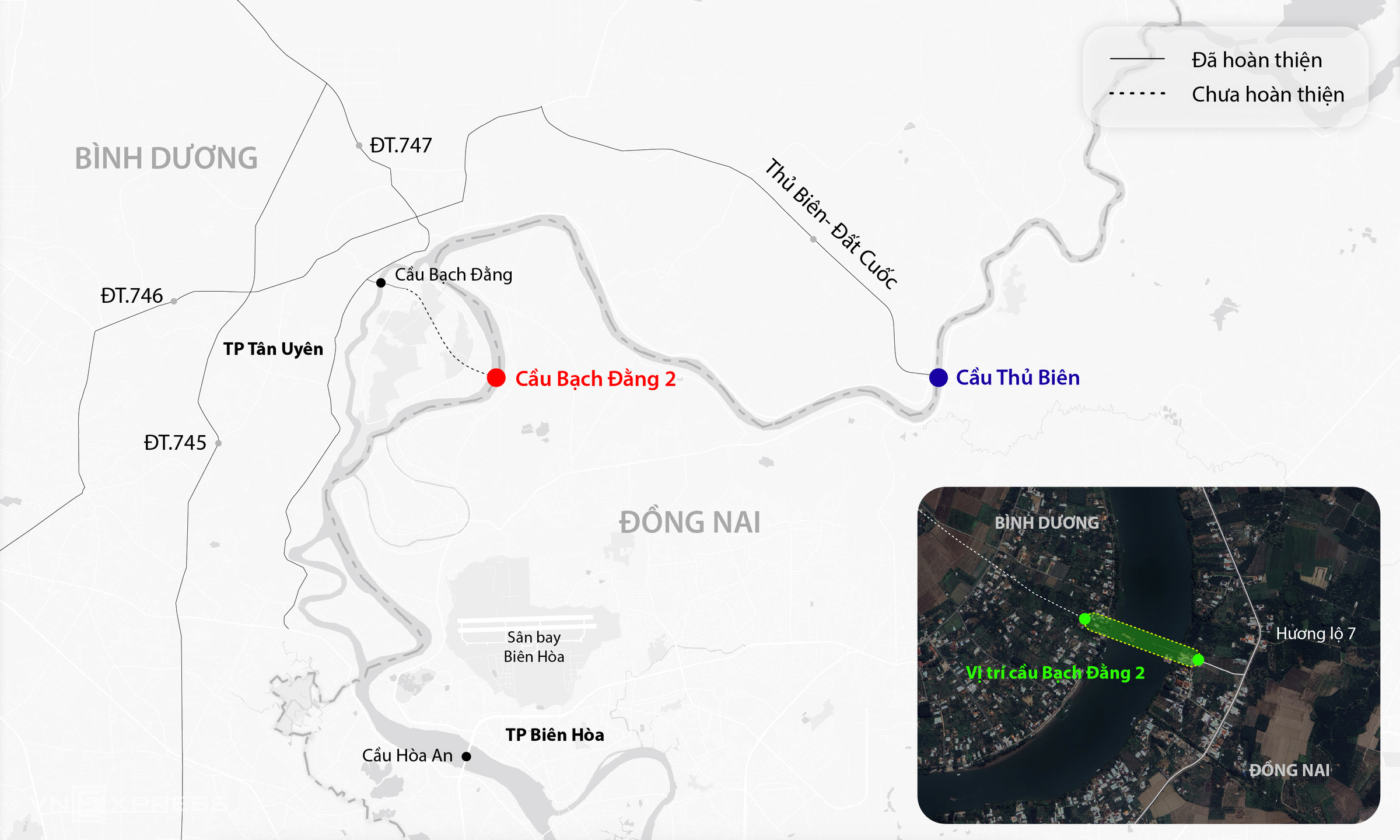 Vị trí cầu Bạch Đằng 2. Đồ họa: Đăng Hiếu