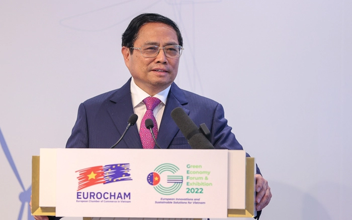 Thủ tướng Phạm Minh Chính phát biểu tại GEFE 2022. Ảnh: Eurocham
