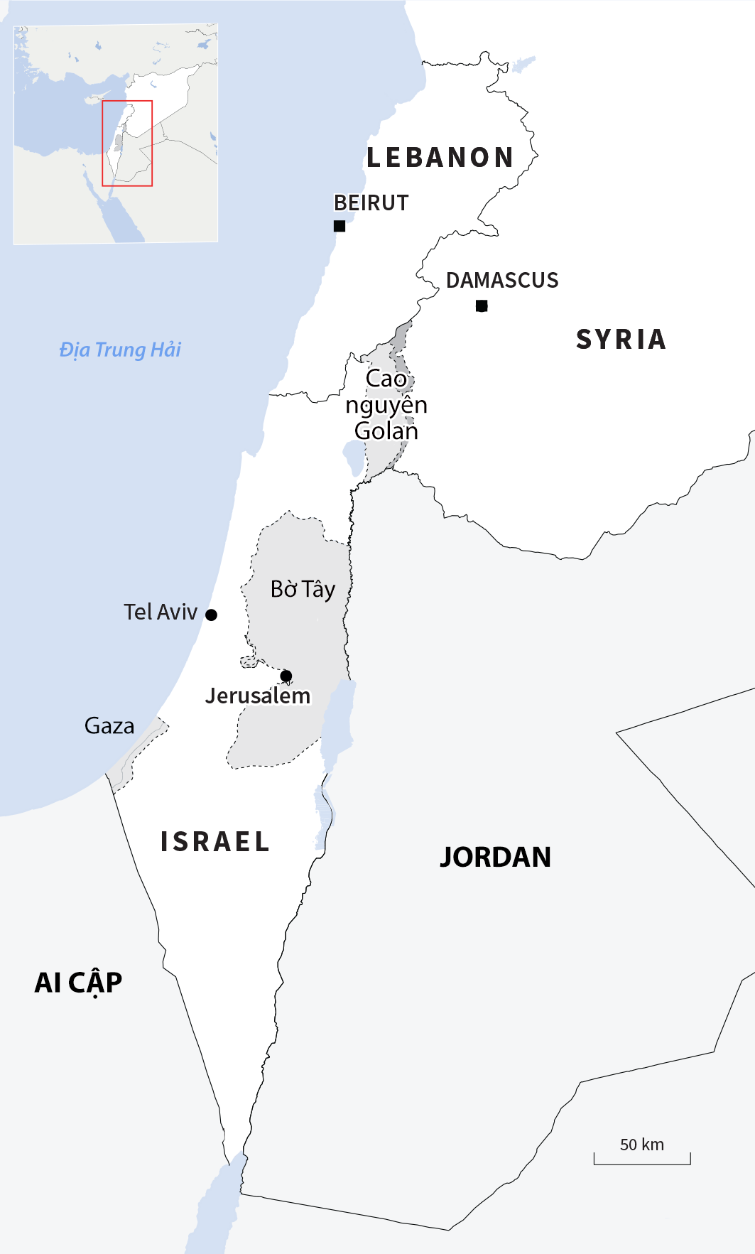 Vị trí Israel và Lebanon. Đồ họa: AFP