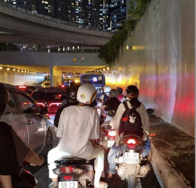 Đoạn đường gần hầm Thủ Thiêm quận 1, TP HCM, nơi Đức Tiến bị kẹt xe. Ảnh: Nhân vật cung cấp