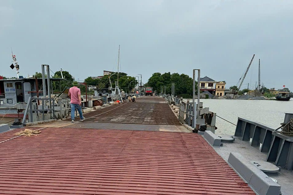Cầu phao Ninh Cường đã hoạt động trở lại. Ảnh: Sở GTVT Nam Định