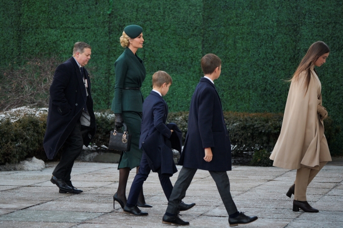 Ivanka Trump cùng các con trong buổi sáng ngày nhậm chức 20/1 tại thủ đô Washington. Ảnh: AP
