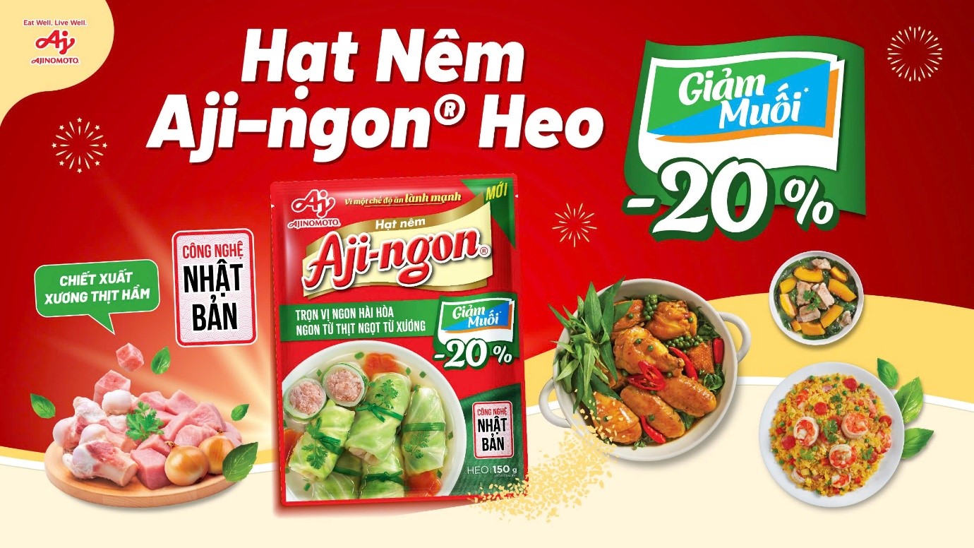 Ajinomoto Việt Nam ra mắt Hạt nêm Aji-ngon® Heo Giảm Muối vì chế độ ăn lành mạnh- Ảnh 1. Ajinomoto Việt Nam ra mắt Hạt nêm Aji-ngon® Heo Giảm Muối vì chế độ ăn lành mạnh- Ảnh 1.