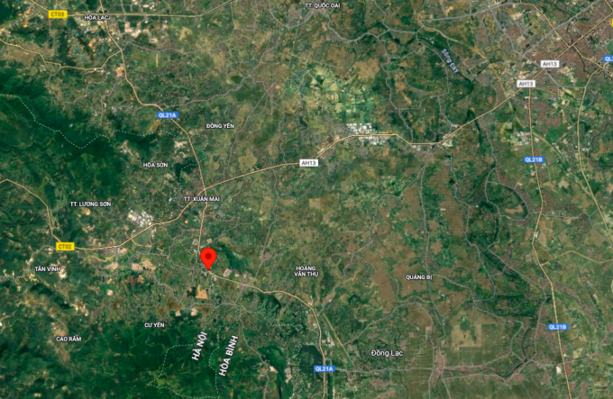 Vị trí xảy ra trận động đất tối 3/2. Ảnh: Google map