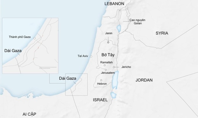Vị trí Gaza. Đồ họa: CNN