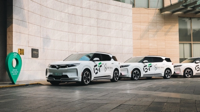 Dàn xe điện VinFast của Green Future tại Đà Nẵng. Ảnh: GF