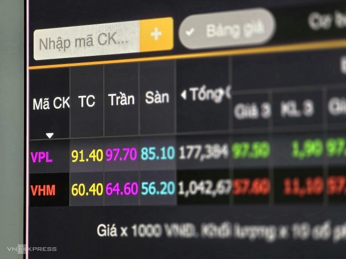 Nhà đầu tư đang theo dõi diễn biến cổ phiếu Vinpearl và Vinhomes phiên 15/5. Ảnh: Tất Đạt