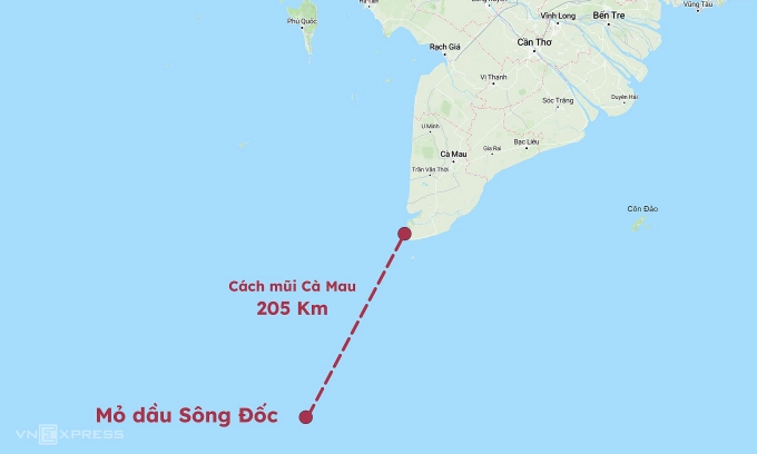 Vị trí mỏ Sông Đốc. Đồ hoạ: Hoàng Thanh