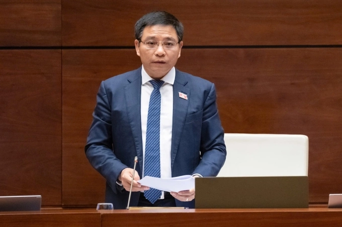 Bộ trưởng Tài chính Nguyễn Văn Thắng phát biểu tại phiên thảo luận dự thảo Nghị quyết cơ chế đặc biệt phát triển kinh tế tư nhân, ngày 16/5. Ảnh: Trung tâm báo chí Quốc hội