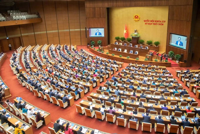 Phiên khai mạc kỳ họp 9 Quốc hội khóa 15, sáng 5/5. Ảnh: Hoàng Phong