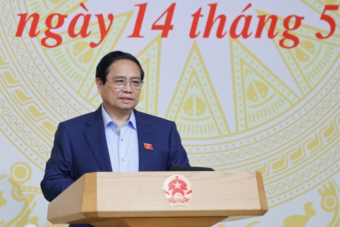 Thủ tướng Phạm Minh Chính phát biểu tại cuộc họp ngày 14/5. Ảnh: VGP