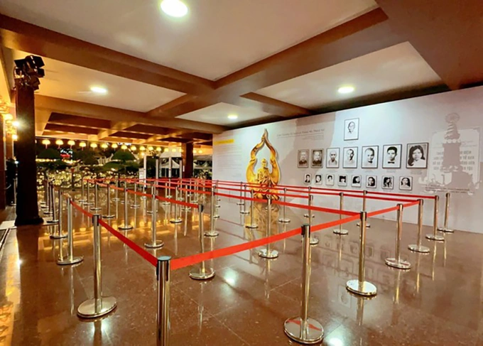 Không gian đặt Xá lợi Trái tim Bồ tát Thích Quảng Đức tại Việt Nam Quốc tự đã được chuẩn bị hoàn tất. Ảnh: Báo Giáo ngộ